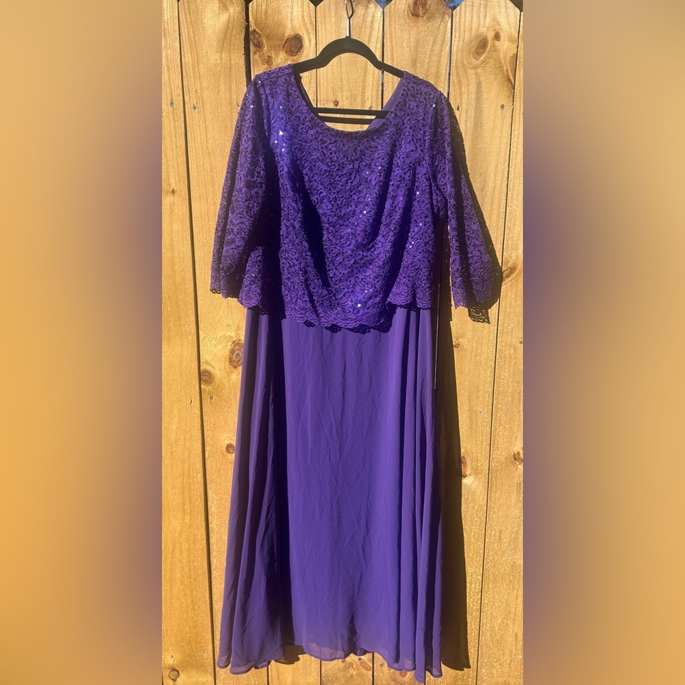 Roaman’s Purple 3/4 sleeve sequin top dress. Size 16W, worn twice!
